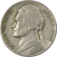 1942 D Jefferson Nickel Circulated 5c Coin Collectible