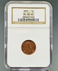 1952 P 1c Lincoln Wheat Cent Penny Coin NGC MS66 RD DIE ...
