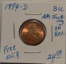 1994 D Lincoln Cent BU Am Touching On Reverse Error RD | eBay