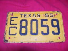 1955 Texas License Plate EC 8059 Car Truck Auto Automobile ...