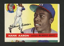 1955 Topps #47 Hank Aaron Remarkable Vertical Miscut #67 ...