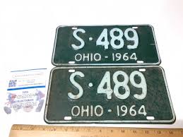 Vintage 1964 OHIO License Plate Set S 489 Hot Rod 2 White ...
