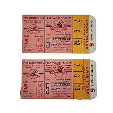 1958 World Series Game 5 Ticket Stub Pair, New York Yankees Vs Atlanta Braves