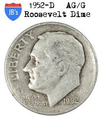 1952 D Roosevelt Dime 90% SILVER About Good/Good or Better ...