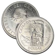 1958 Canadian Silver Dollar Totem Pole Brilliant ...