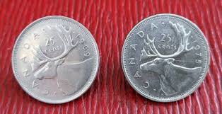 Two Vintage Canada Quarters - 1969 and 1975. Two Vintage ...