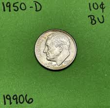 1950 D Roosevelt Dime 10c BU Brilliant Uncirculated 90 ...