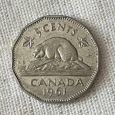 1961 Canadian Five Cents - Circulated - Young Queen ...