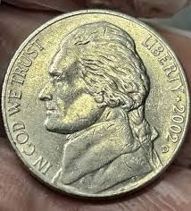 2002-D JEFFERSON NICKEL- STRUCK THROUGH GREASE - GREAT ERROR ...