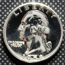 1958 UNC Washington Quarter Dollar 90% Silver 25c Coin TYPE ...