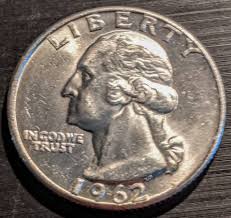 1962 High Grade Silver Washington Quarter Piece Antique ...