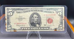 Circulated 5 Dollar Bill 1963 Red Seal $5 Dollars United ...