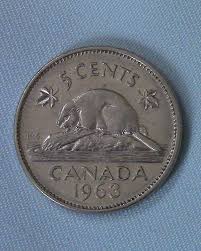 Vintage 1963 Queen Elizabeth Canadian Nickel, Beaver On Back ...