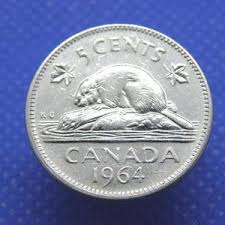 CANADA - 1964 FIVE CENT Coin - Queen Elizabeth I.I. - Beaver ...