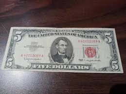Sold at Auction: 1963 $5 Bill Red Seal (F) A42012089A