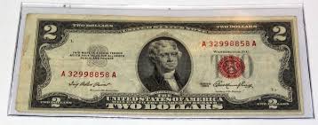 Red seal 2 dollar bill series 1953 serial no# A32998858A error off centered | eBay