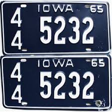 1965 Iowa License Plates Pair #5232 | Old License Plates