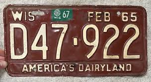 1965 Wisconsin License Plate | eBay