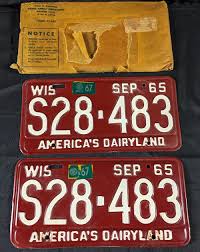 Sold at Auction: PAIR 1965 1967 WISCONSIN LICENSE PLATES