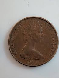 1971 New Zealand 2 Two Cents Bronze Queen Elizabeth II ...