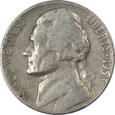 1953 D Jefferson Nickel Circulated 5c Coin Collectible