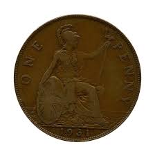 1931 One Penny Coin Great Britain From King George V ...