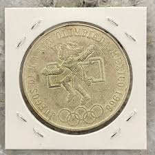 1968 Mexico 25 Pesos .720 Silver Olympic Games VF ...