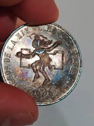 1968 MEXICO SILVER COIN 25 PESO - OLYMPIC - TONED UNC | eBay