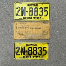 1969 Hawaii License Plate Pair Auto Tag w/ Mailing Envelope ...