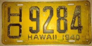 Vintage 1940 Hawaii License Plate Tag State Prestate HI HO ...