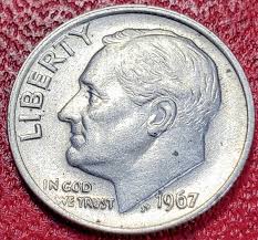 US 1967 ROOSEVELT DIME (SCARE RARE EDITION)NO MINT MARK EF ...