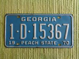 1970 Georgia License Plate GA 70 Peach State Tag 1-D-15367 ...