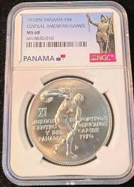 1970 PANAMA SILVER 5 BALBOAS CENTRAL AMERICAN GAMES NGC MS ...