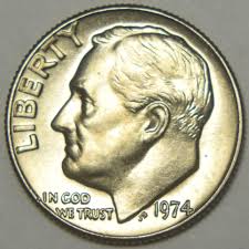 1974 Roosevelt Dime Brilliant Uncirculated – Mount Vernon Coin