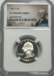 1982 S NGC PF70 Ultra Cameo Clad Proof Washington Quarter ...