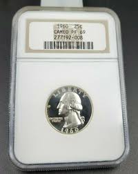 1960 P 25c Washington Silver Coin Proof Quarter NGC PF69 ...
