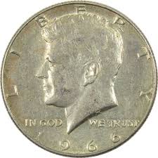 1966 Kennedy Half Dollar Circulated Silver Clad 50c Coin ...