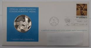 1972 United Nations FDC with Commemorative Silver Medal ...