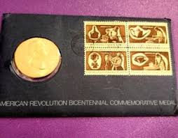 1972 USA American Revolution Bicentennial Commemorative Medal Coin 4 Stamps | Mercari