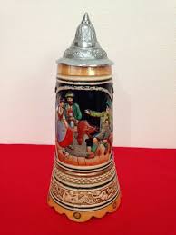 Vintage W. GERMANY Lidded Beer Stein Recent Kill SWISS ...