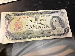 Canada Dollar Note $1 Bill 1973 Queen Elizabeth, Mid to ...