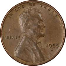 1955 D Lincoln Wheat Cent Circulated Penny 1c Coin ...