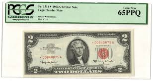 1963 A $2 STAR NOTE PCGS GEM NEW 65PPQ LOW S/N *00840875 | eBay