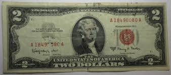 1963-A United States Red Seal Two Dollar Note (#E225L) - Etsy
