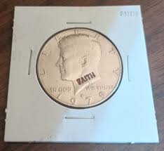 1979 REAL Kennedy JFK Half Dollar FAITH Counterstamp MrGoodCents COIN #1462H79r | eBay