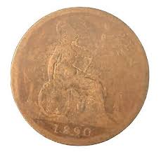 1890 Victoria one penny UK Great Britain circulated / 130 ...