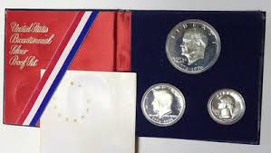 1976 Bicentennial 40% Silver 3 Coin Proof Set Eisenhower Dollar Half and Quarter | eBay