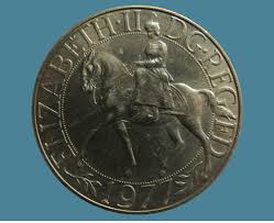 1977 Crown Queen Elizabeth II Coin, 25th Anniversary, Silver ...