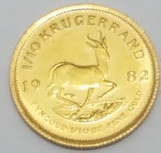 1982 1/10 oz Fine Gold Krugerrand South African Gold Coin ...