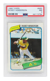 Rickey Henderson (Oakland A's) 1980 Topps Baseball #482 RC Rookie Card – PSA 7 NM (I) – Schwartz Sports Memorabilia